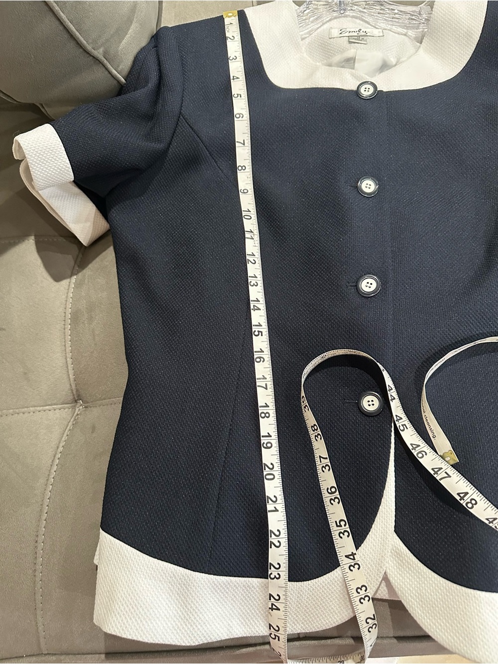 Emily Navy Jacket and Skirt Set with White Trim - Picture 9 of 9